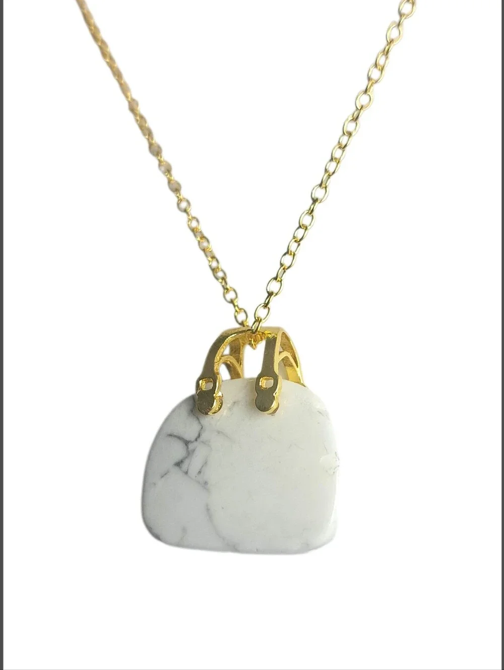 Genuine Natural Stone Mini Purse Necklace. NWOT